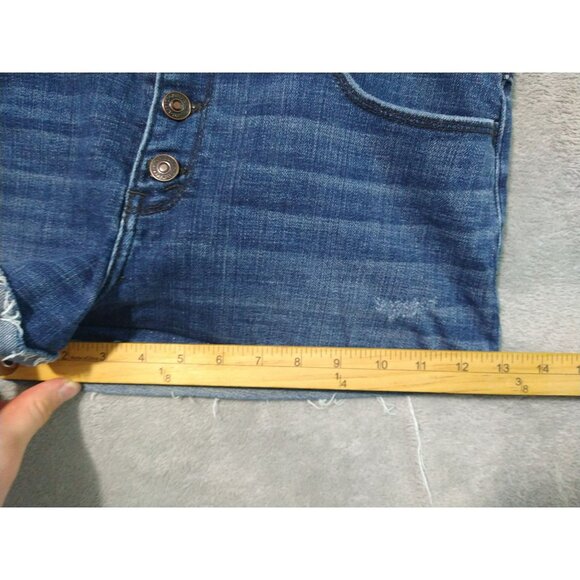 Abercrombie Fitch Shorts Womens 14 Blue Denim High Rise Cut Off Button Fly - Picture 6 of 10